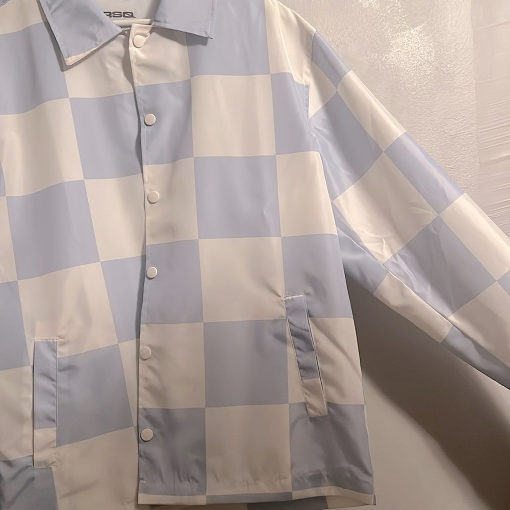 RSQ Mens Checkerboard Coaches jacket Size S snap buttons Bin 342 - Picture 7 of 12